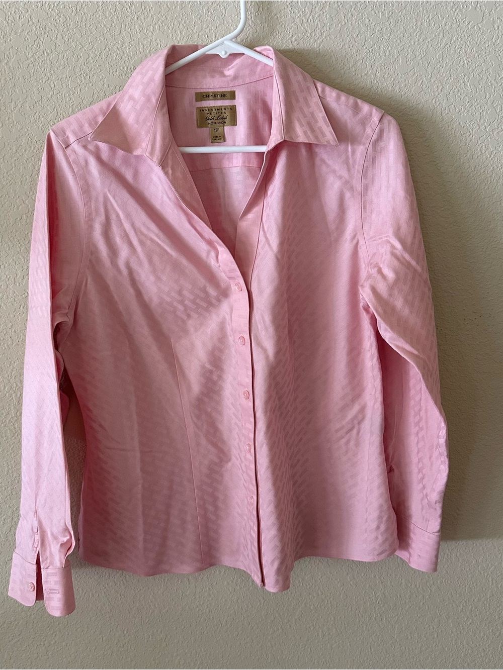 Christine Investments Light Pink Textured Blouse Gold Label size 12P